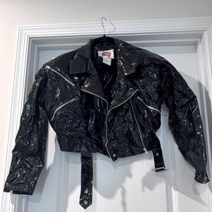 Wippette by Kenn Sporn 80's Vintage Vinyl Glam Rock Moto Jacket in Black